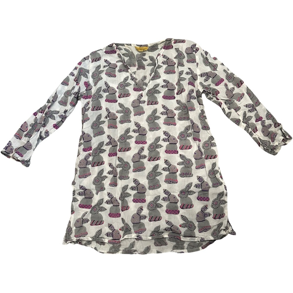 GUC Roberta Roller Rabbit Girls Size 10 Rabbit-Patterned Long Sleeve Coverup
